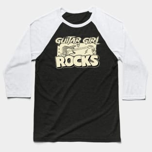 Guitar Girl Rocks Baseball T-Shirt